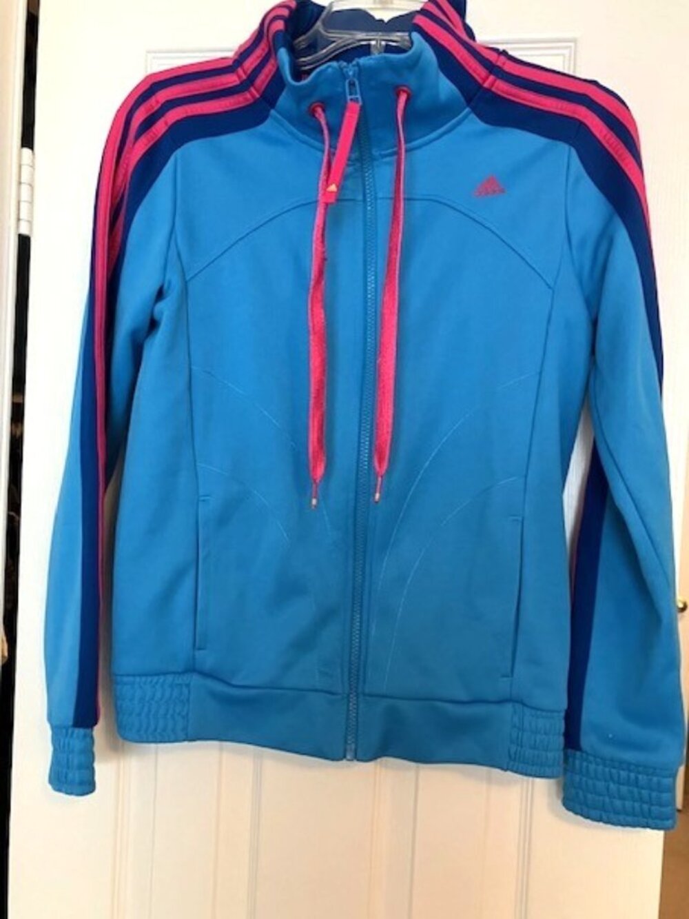 Women's Blue and Fuchsia Adidas Zip-up Jacket Size Small